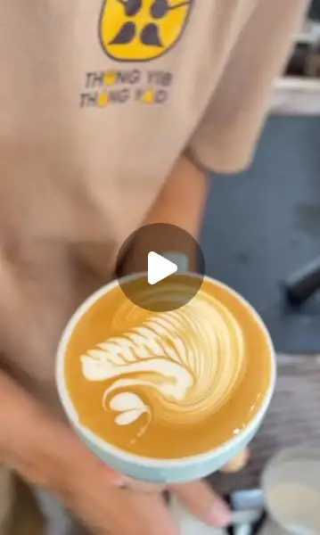 Close-up of fresh latte art in a flat white at Thongyib Thongyod