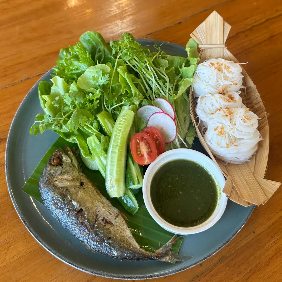 Spicy Fried Mackerel (Miang Pla Too) — Thai Food at Thongyib Thongyod Brunch & Cafe, Ao Nang