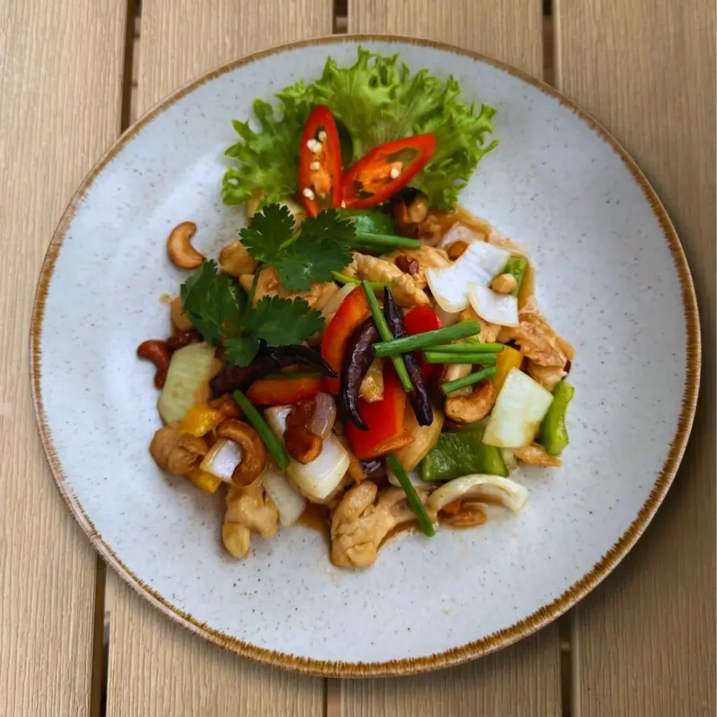 Stir-Fried Chicken with Cashew Nut — Thai Flavors at Thongyib Thongyod Brunch & Cafe, Ao Nang