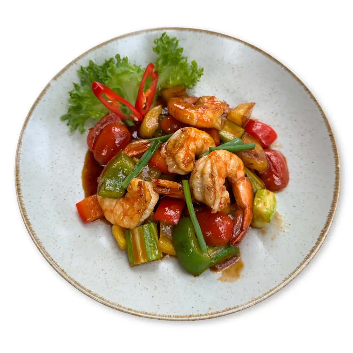 Stir-Fried Sweet & Sour Shrimp — Thai Flavors at Thongyib Thongyod Brunch & Cafe, Ao Nang